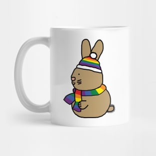 Cute Easter Bunny and Rainbow Pride Flag Hat and Scarf Mug